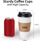 50-pack of 16 oz disposable coffee cups with lids and sleeves, perfect for hot beverages. Ideal for to-go coffee, parties, family gatherings, and office use. Upgraded for better insulation and convenience.